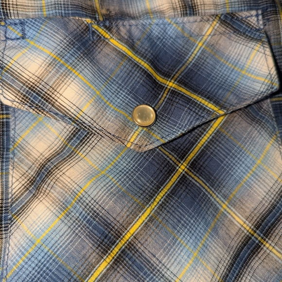 90's Wrangler Blue Plaid Pearl Snap Long Sleeve SZ Large - Picture 4 of 6